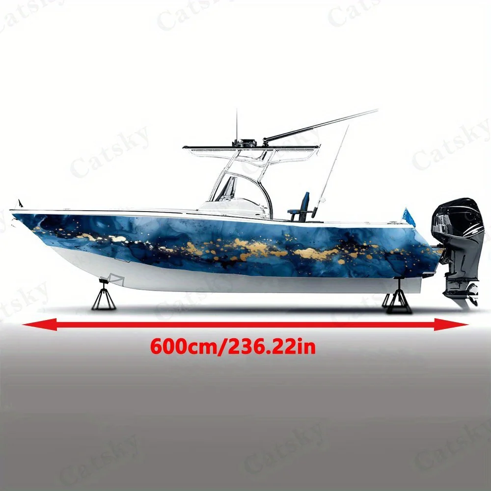 Blue and Gold Ink - Wash Boat sticker vinyl ship pontoon deck Boat fishing decorative pontoon boats decal
