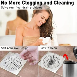 1~10 Pieces Disposable Shower Floor Drain Hair Catcher Bathroom Sewer Sink Drain Hair Filter Stopper Bathtub Mesh Filter Sticker