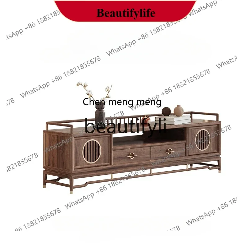 

D178 New Chinese sofa coffee table TV cabinet combination black walnut solid wood TV cabinet modern Y96