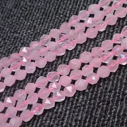 Natural Faceted Pink Quartz Stone Beads Round Loose Spacer Beads For Jewelry Making DIY Bracelets Necklace 15