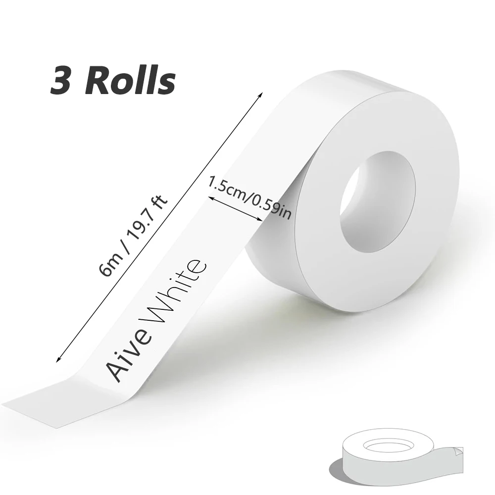 3 Rolls 15mm X 6m Continuous Label Paper for Q31 Q32 Q30S Q30 D35 D10 Label Maker Tape, 15mm X 6m (1/2' X 2361/8') Continuous Pa