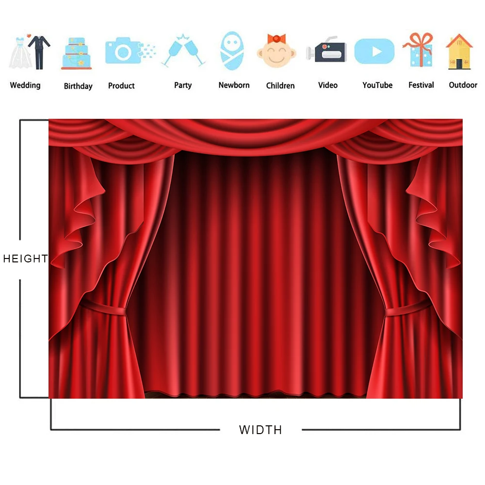 Bonvvie Photography Backdrops Red Blue Curtain Stage Light Baby Birthday Party Decor Photocall Background Photozone Photo Studio