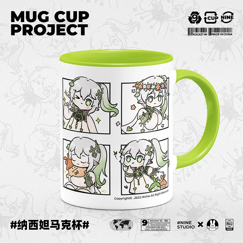 Original Anime Genshin Impact Peripheral Nahida Theme Cartoon Water Cup Ceramic Coffee Mug Cup Cosplay Fashion Birthdays Gifts