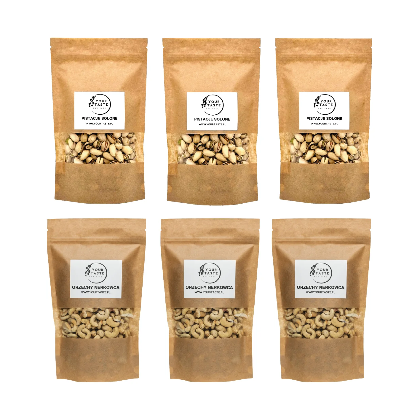 Your Taste Your Taste Zestaw - 3x Pistacje solone 500g + 3x Orzechy nerkowca 500g