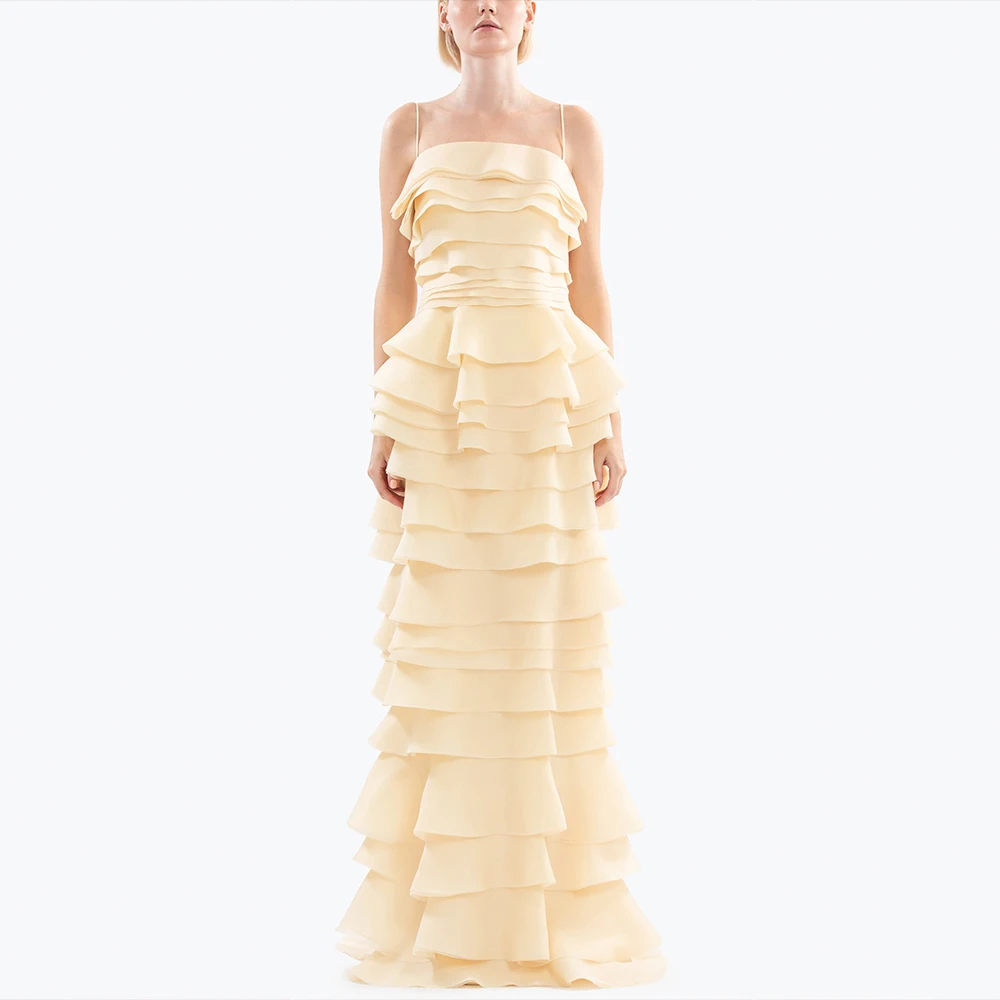 Luxurious Evening Dresses Multi-Layer Frill Floor Formal Gowns Tiered Ruffle Maxi Dress for Customized Women’s Wedding Dress