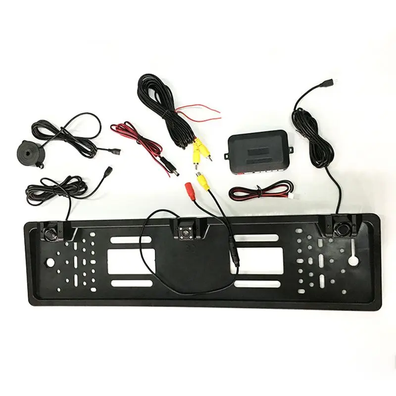 

AEF2-12V 4 LED Car Rear View Camera With Radar Sensor For Parking European License Plate Holder Frame Universal Accessories
