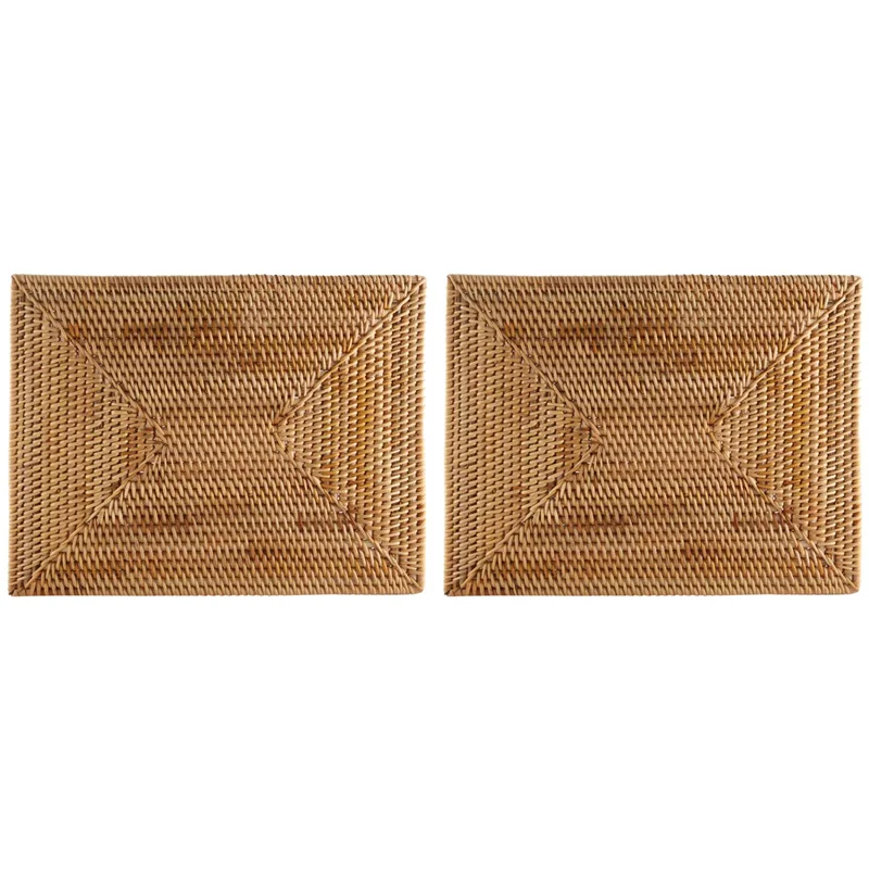 2 Pcs Table Mats Non Slip Rattan Placemats Dining Table Heat Woven Place Mats Insulation Heat Mats