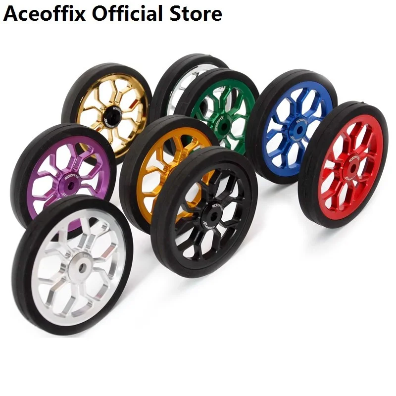 Aceoffix 1 Pair 80mm Easywheel For Brompton Easy Wheel Big Size Push Wheel For Birdy Bike