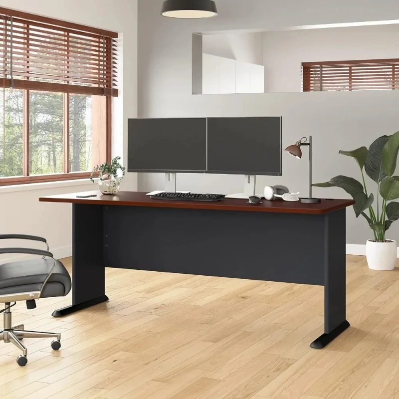 

72 Inch Desk - Series A Executive Desk with Wire Management and Modesty Panel Contemporary Long Desks for Home Office