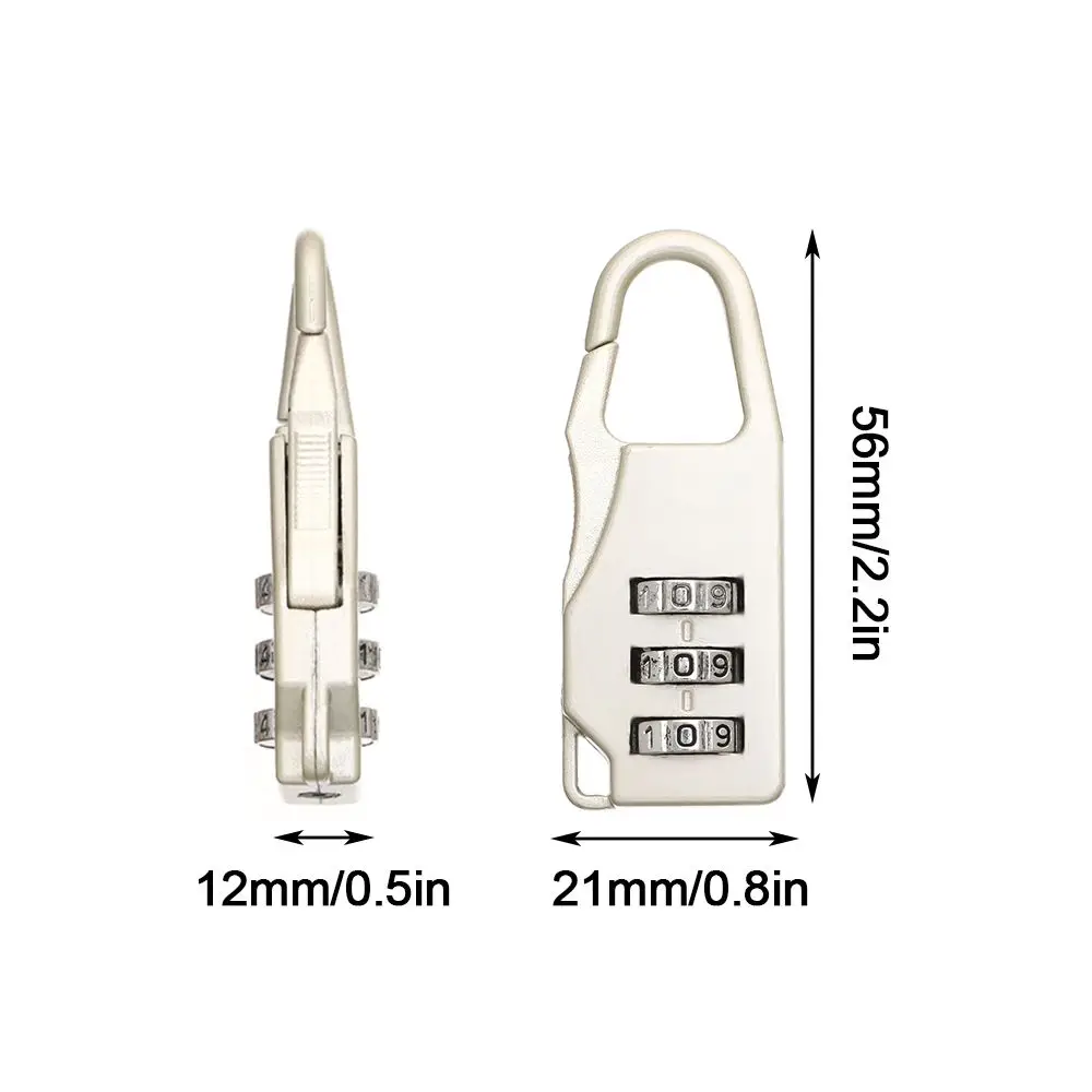 Durable 3 Digit Combination Lock Bags Padlock Password Locks Zipper Padlock Backpack Baggage Anti-theft Lock
