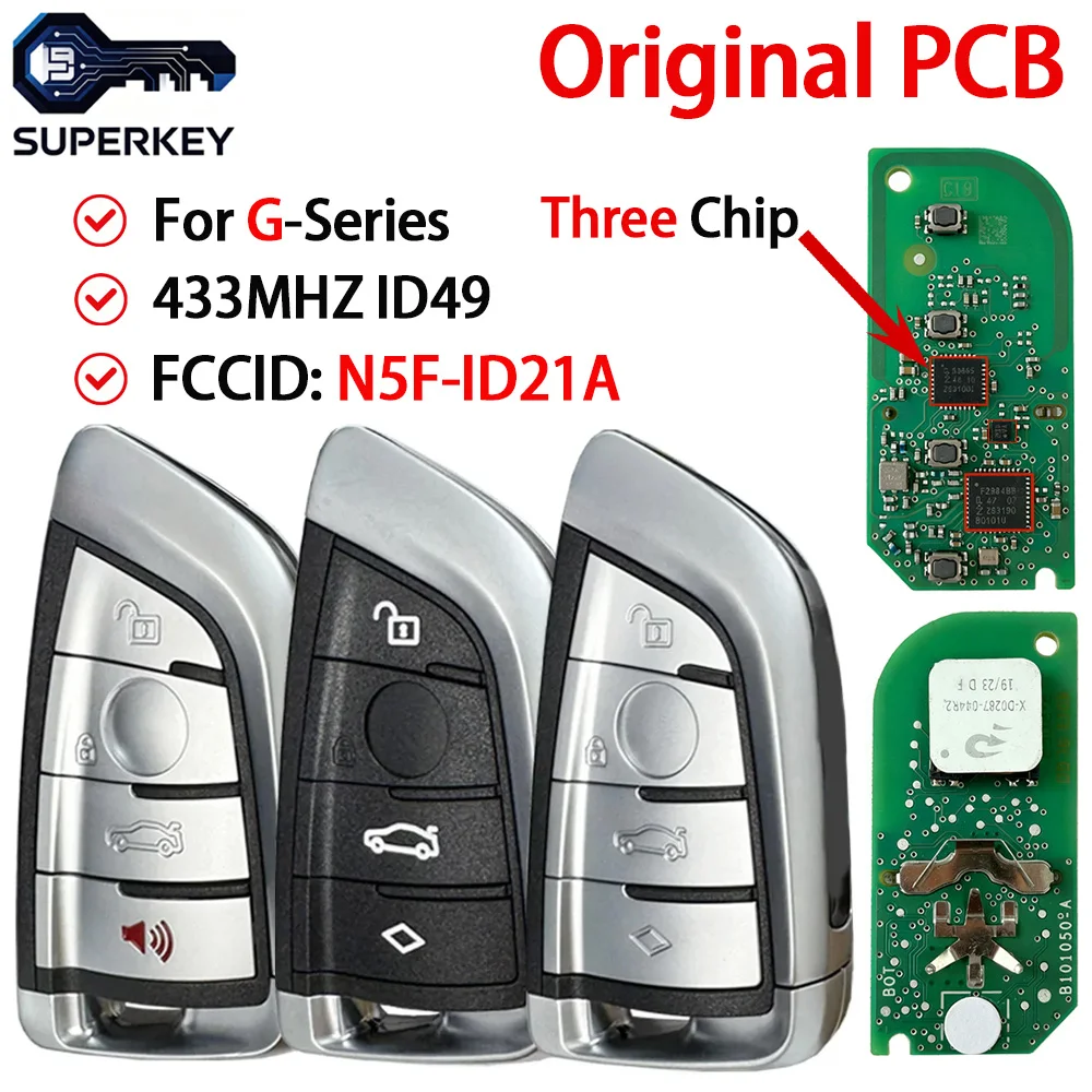 SUPERKEY Original PCB ID49Chip 434MHz For BMW 3 5 6 7 X3 X5 X7 G Series G01 G02 G08 G11 G20 G30 G31 G32 Remote Car Key N5F-ID21A