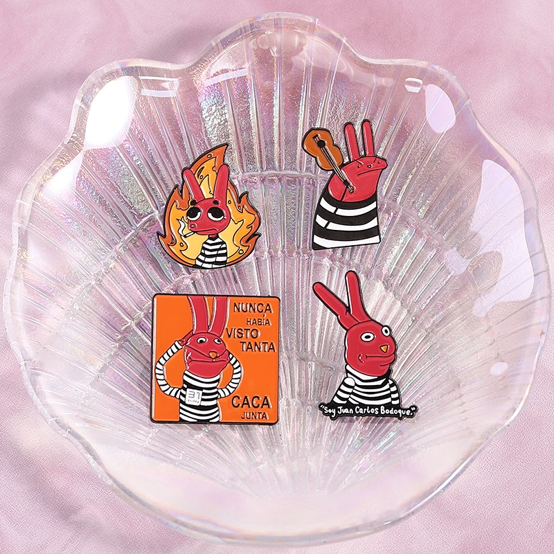Humor Comedy Anime Movies Character Enamel Pins Cartoon Red Eared Rabbit Brooch Backpack Lapel Badge Jewelry Gifts for Friend image 6