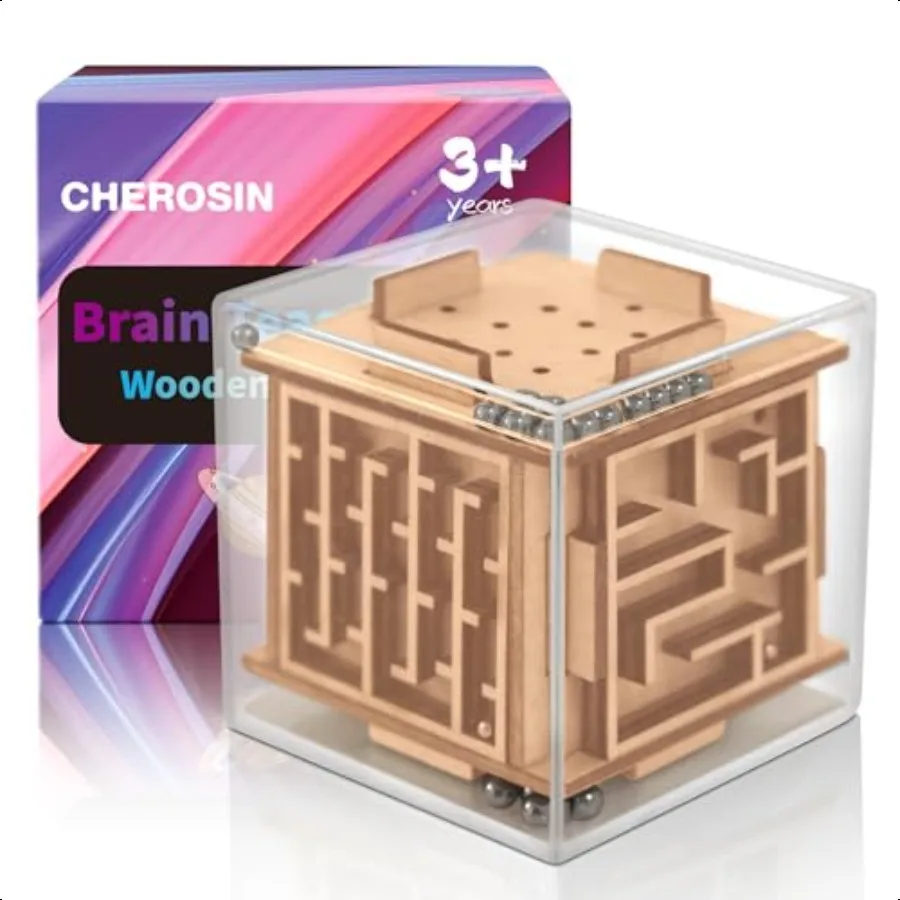 Fidget Puzzle Cube for and Adults 6Sided Wooden Puzzle Game Fidget Toy for Anxiety Relief Handheld Maze Cube for Travel 3D Brai