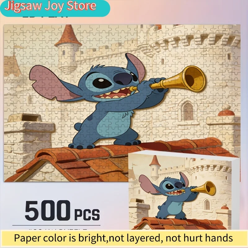 

2D Flat, Disney Stitch & Mickey Mouse Puzzle Suitable for Adults - Nostalgic Challenge, Cute Wall Hanging or Tabletop Decor,