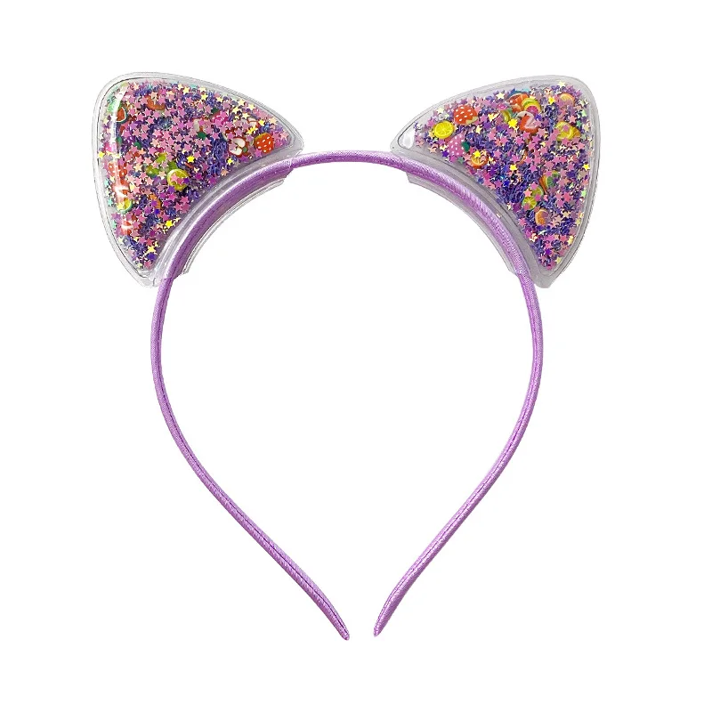 Glitter Cat Ear Hairband Girl Children Quicksand Crown Headband Cat Ears Party Hair Hoop Kids Hair Accessories Jewelry Headwear