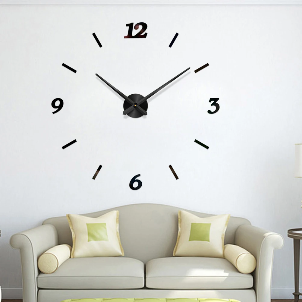 

Oversized Acrylic Black Wall Clock with Big Numbers Silent Mute Movement for Living Room Bedroom Office Decor Number Wall Clock