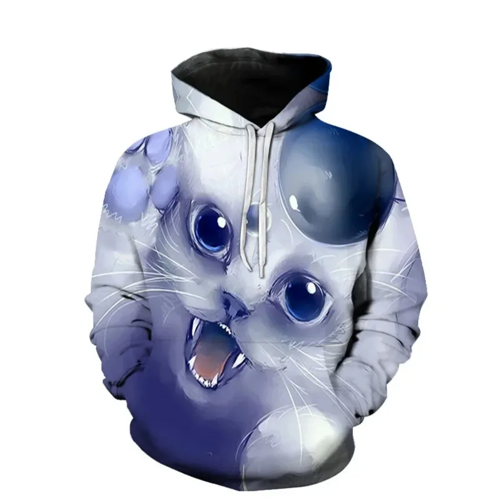 Latest Elegant Cat 3D Printed Animal Funny Men's Hoodie Spring and Autumn Fashion Casual Men's and Women's Oversized Blouse