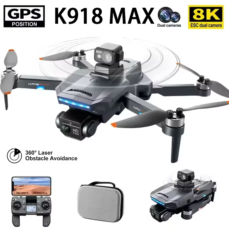 K918 MAX 8K 5G WIFI GPS Drone 6K Professional Dual HD Camera Brushless Folding Obstacle Avoidance Quadcopter RC Dron Toys Gifts