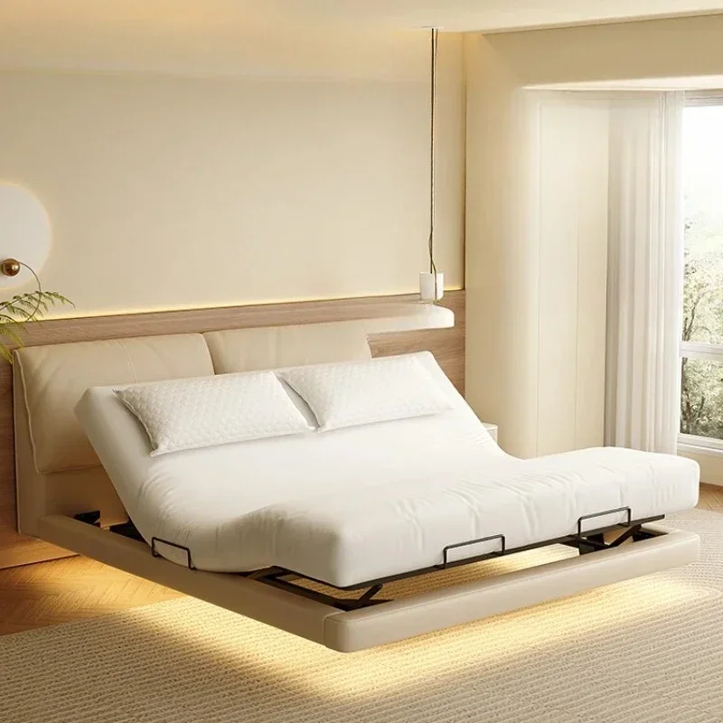 Smart Electric Bed Modern Minimalist Master Bedroom Double Bed Multifunctional Elephant Ear Suspension Leather Bed