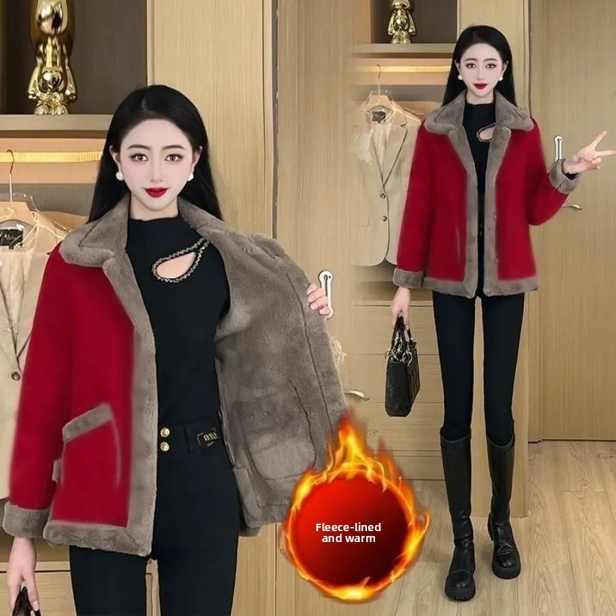 الراقية Fce مبطنة معطف الصوف Thiened ort Sli الخريف الشتاء المرأة Faion الدافئة القطن Jaet الوقوف طوق طويل...