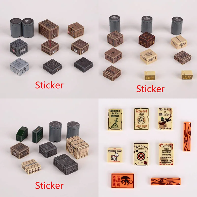 Military Building Blocks Medieval Printing Bricks Gifts Toys WW2 Supplies Bulletin Board Scene Accessories Radiation Sign MOC