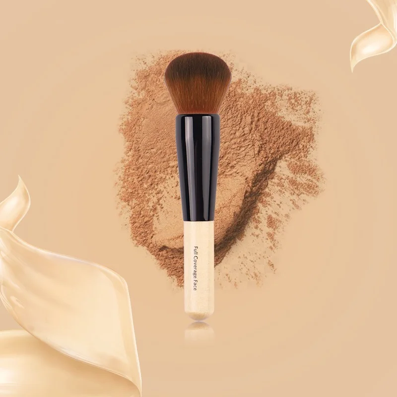 Luxury Champagne Makeup Brushes Flat Top Foundation Brush Large Face Brush Repair Brush Contour Brush for Liquid Cream Powder