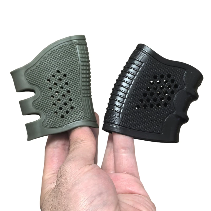 2 Stück taktische Pistolenholster-Gummigriff-Handschuhhüllen, rutschfeste Schutzhüllen für Handfeuerwaffen, passend für 17, 19, 23, Airsoft, Jagd – Detail 6