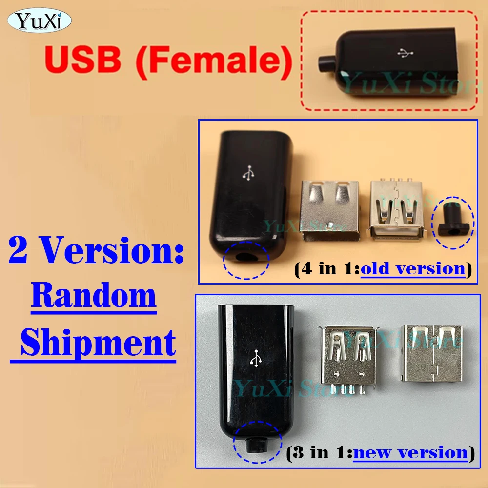 USB 2.0 Male Female Connector Plug Welding Fast Charging Charger Plugs Data Connection Adapter Socket Solder DIY USB KIT