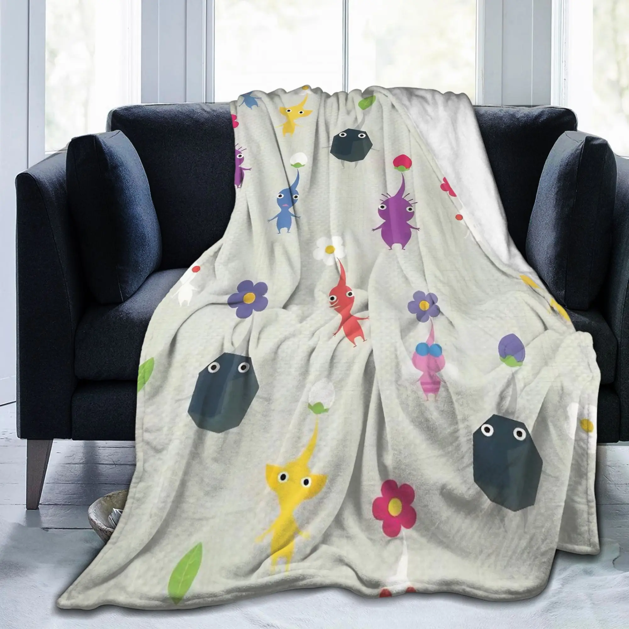 Pikmins Family Cute Fun Blanket Game Anime Flannel Warm Bedding Throw Blankets for Coverlet Winter Car Lightweight