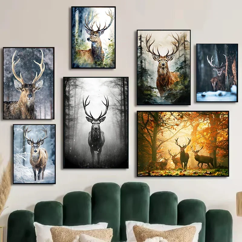 Wunderschönes Wildtier-Hirsch-Poster, Niedliche Dschungel-Engel-Leinwandbilder, Wandkunst für Wohnzimmer, Moderne Heimdekoration, Geschenk