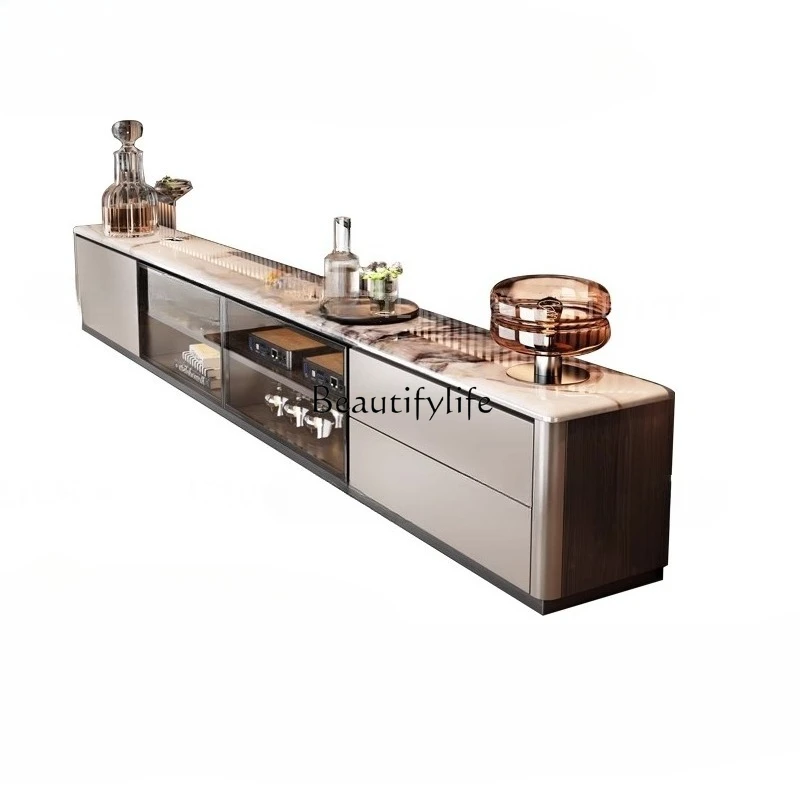 

French natural luxury stone TV cabinet marble light luxury high-end villa modern simple living room floor cabinet
