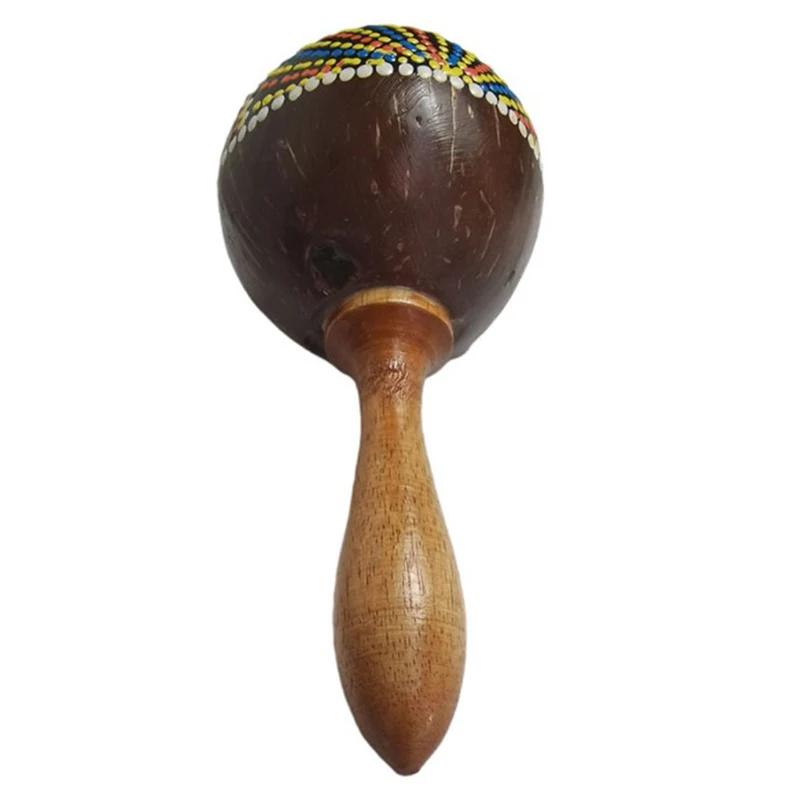 Coconut Shell Sand Hammer Shaker Hand Rattle Percussion Musical Instrument Toy Musical Instrument for Boys and Girls