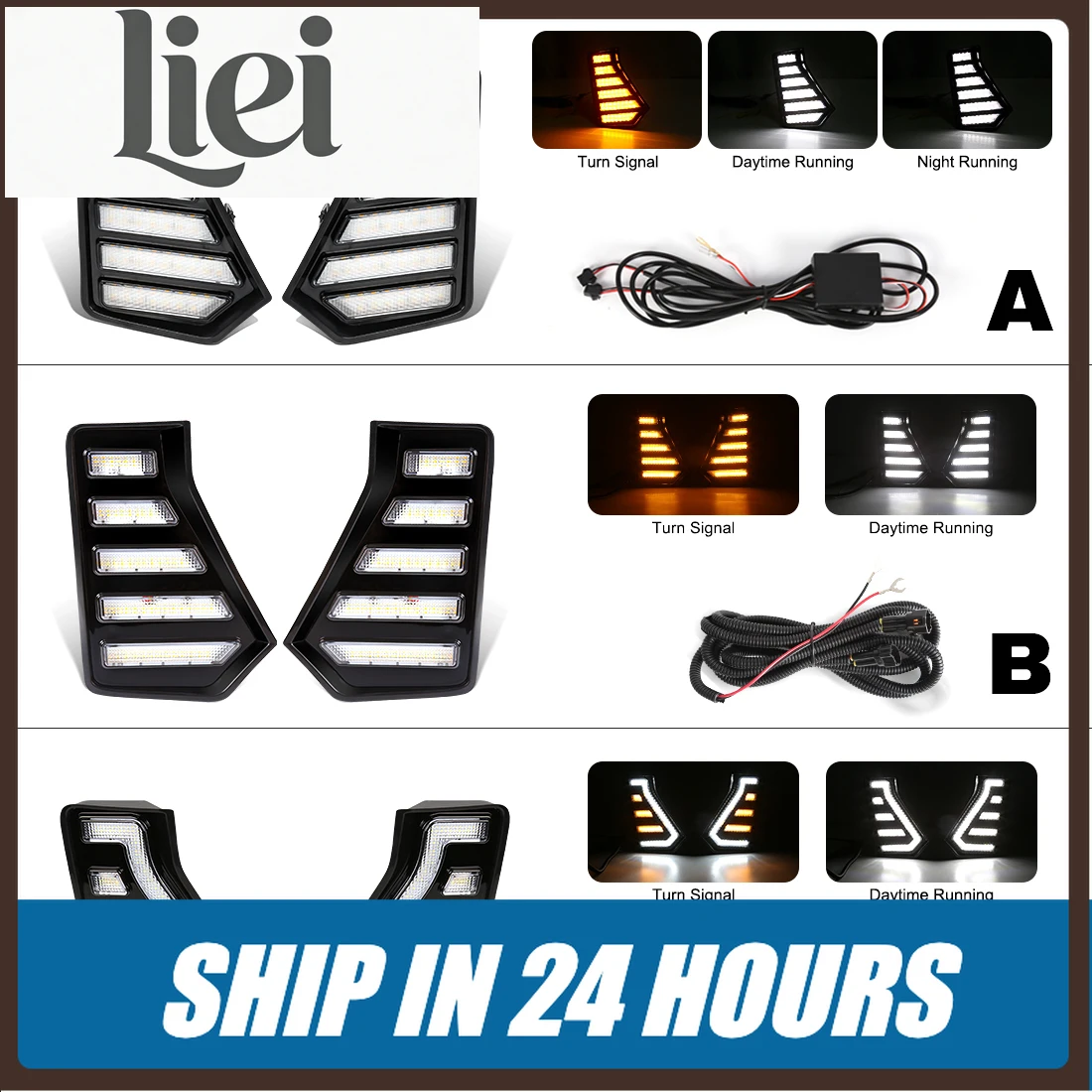 LIEI For Toyota Tacoma 2024 LED DRL Daytime Running Lights Fog Lamps Front Bumper Driving Headlights White Yellow Car Accessorie