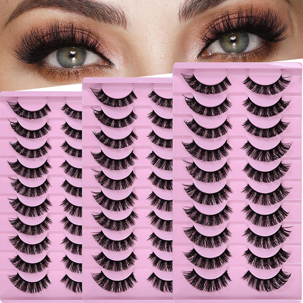 30 Paare/3 Pack DD Curl Russische Streifen Wimpern Flauschige Volumen Falsche Wimpern DD Curl Dramatische Messy Faux Nerz Make-Up gefälschte Wimpern