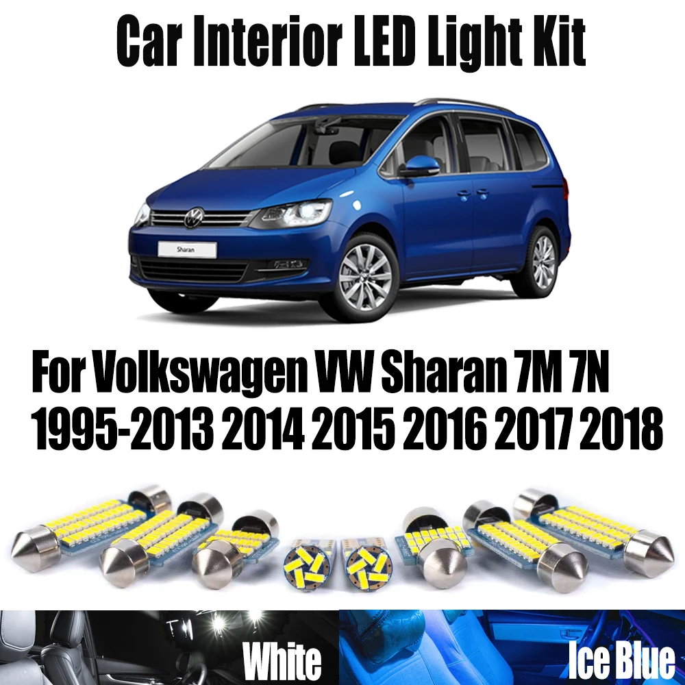 

Canbus For Volkswagen VW Sharan 7M 7N 1995- 2017 2018 LED Interior Reading Bulbs Map Dome Door Trunk Light Kit Car Accessories