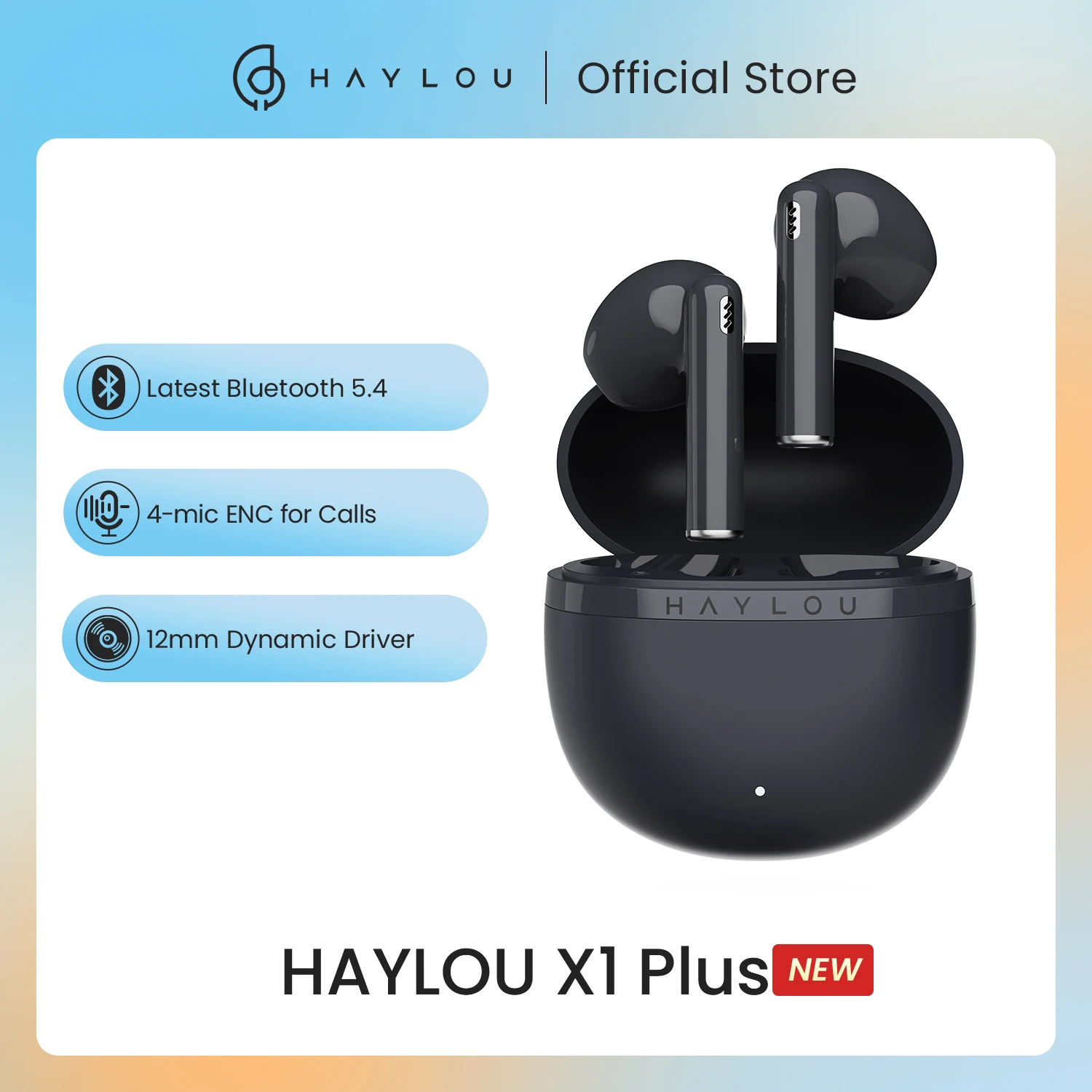 ​HAYLOU X1 Plus True Wireless Earphones TWS Bluetooth 5.4 Headphones Low Latency Gaming Competitive 4 Mics+ENC HD Call Headsets