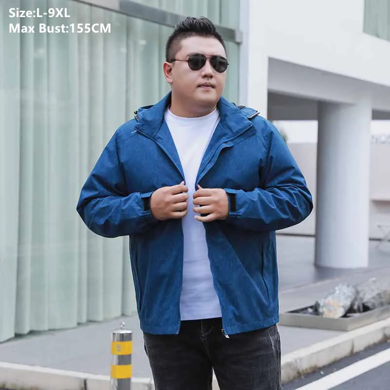 9XL 8XL Men Waterproof Hoodies 160KG Jackets Outdoor Spring Autumn Male Plus Size 7XL 5XL Coats Windbreaker Windproof Clothes
