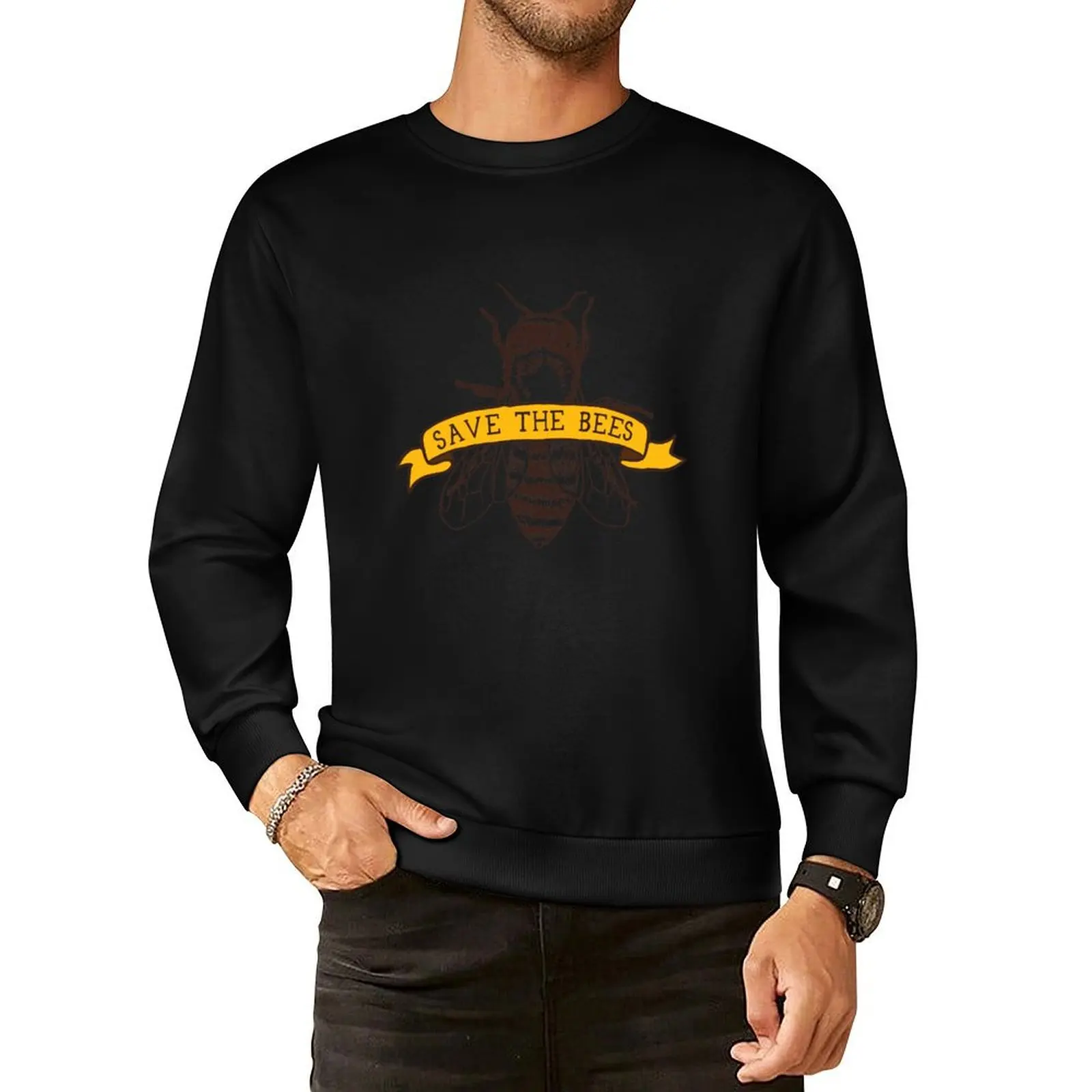 

Save The Bees! Pullover Hoodie blouse winter clothes men's sweat-shirt set sweatshirts men