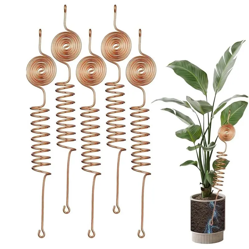 Y17A Electroculture Copper Wire Plant Stakes Rings Kit 99% Copper 6-Pack Garden Antenna Electroculture