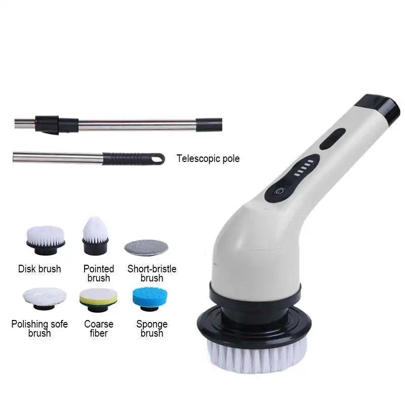 

Hot Selling Multifunctional Wireless Electric Cleaning Brush Handheld Bathroom Portable Scrub With 9 Heads Cleaner For Kitchen