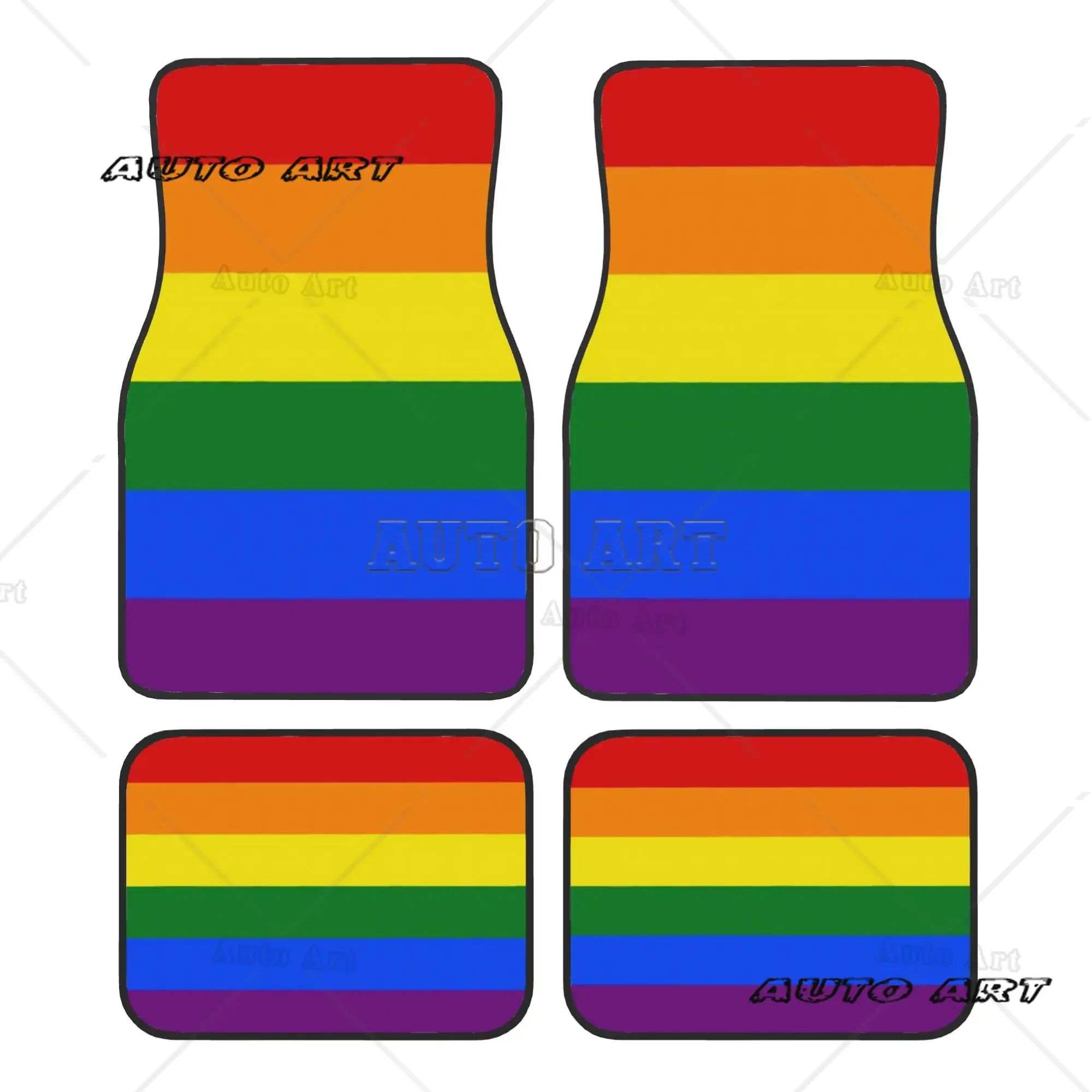 Gay Pride Flag Car Floor Mats of 4 Pieces Crystal Velvet Non-Slip Carpets Rugs  Universal Car Front Rear Carpets Foot Mats