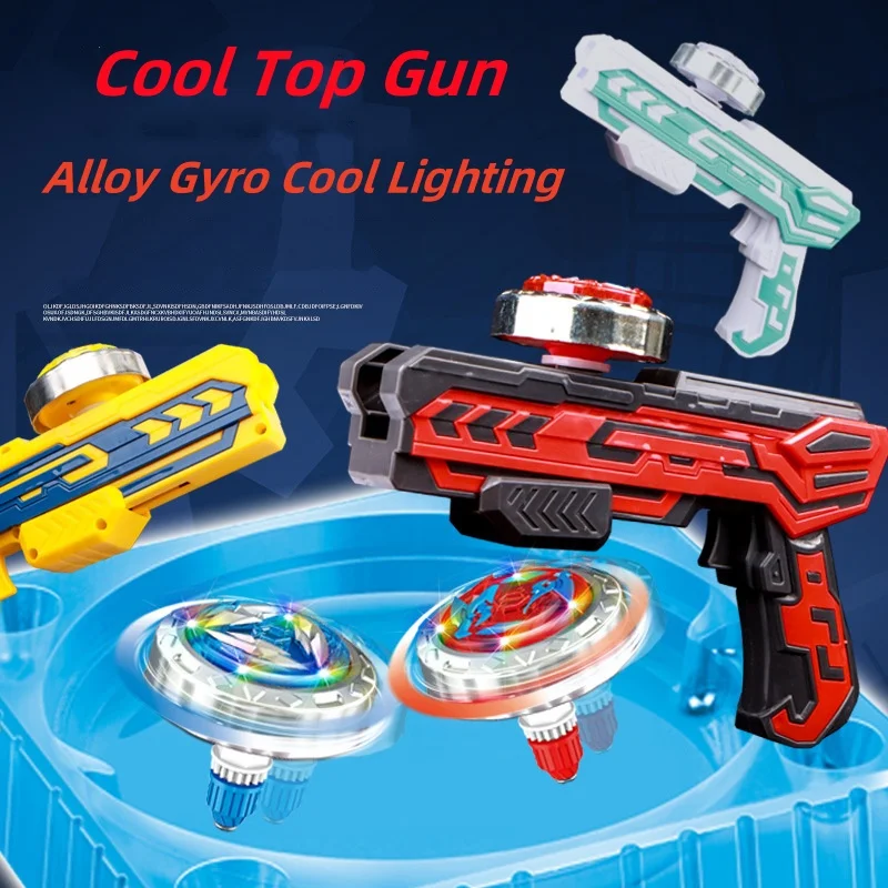 Kids Luminous Rotating Gyro Gun Toys Outdoor Battles Light Rotating Gyro Puzzle Toys for Boys Girls Birthday Christmas Gift