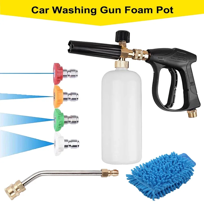

Foam Cannon Kit 1/4" Snow Foam Washer Gun, Car Wash Soap Lance Jet Bottle with Car Cleaning Gloves for Pressure Washer