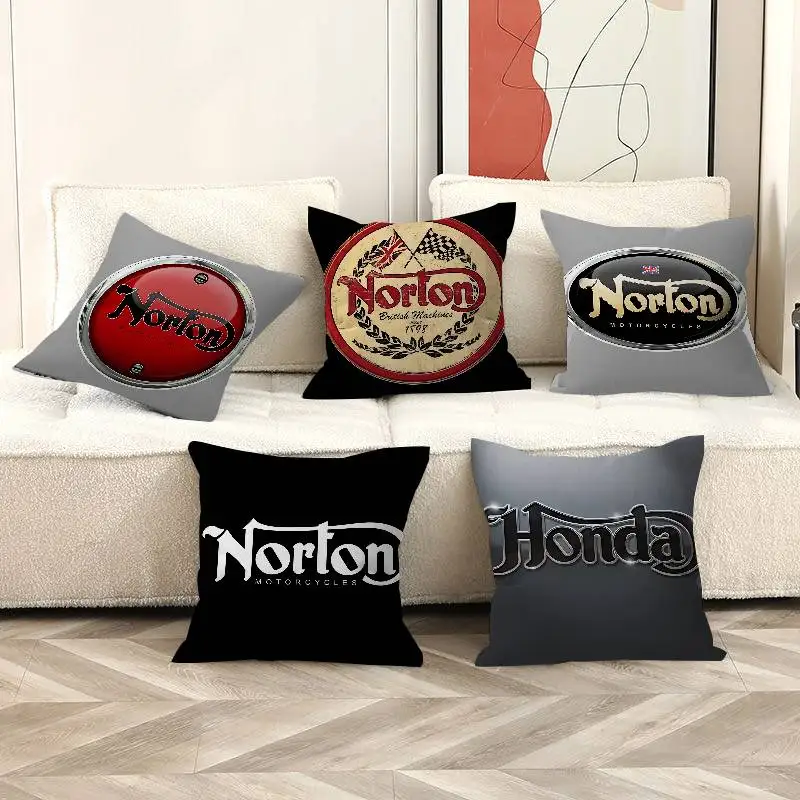 N-NORTONS Motorcycle Cushion Cover Polyester Sofa Cushions Decorative Throw Pillows Home Decoration Pillowcover