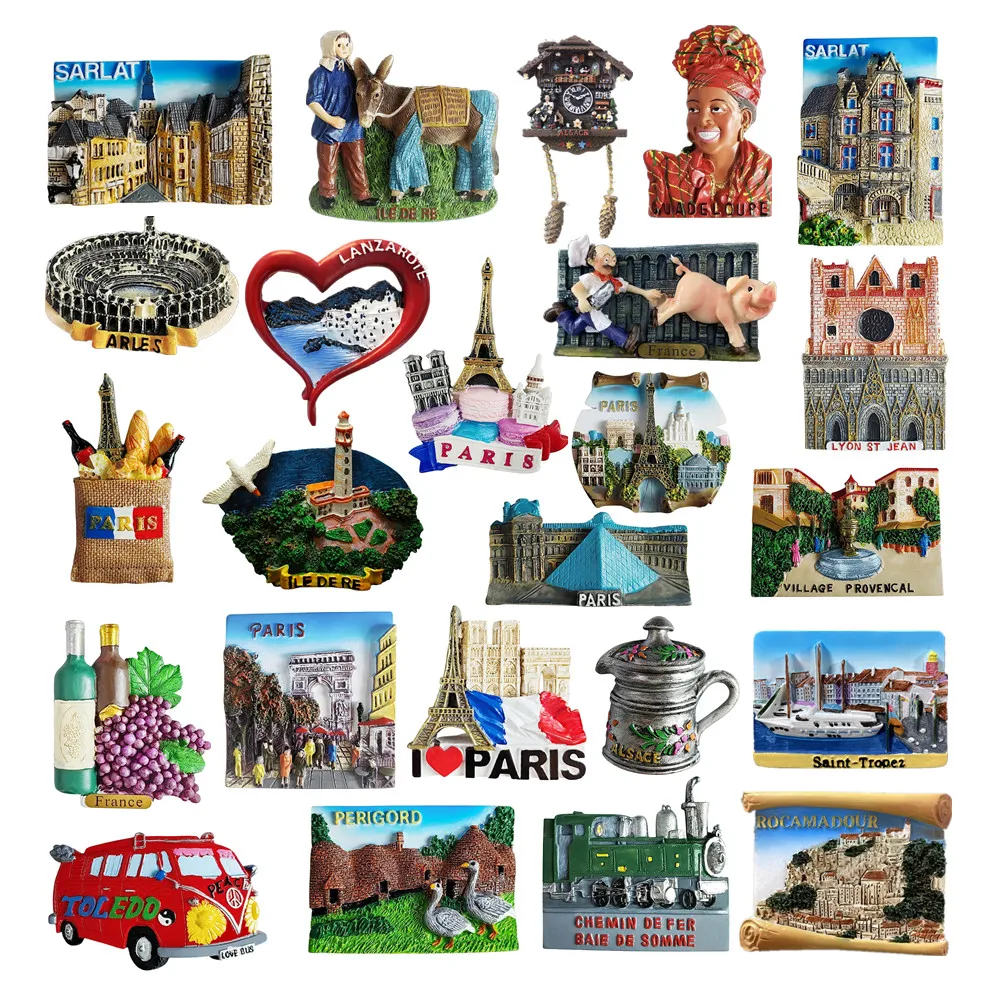 

France Feelings Souvenir Fridge Magnets Decoration Articles Handicraft Magnetic Refrigerator Collection Gifts