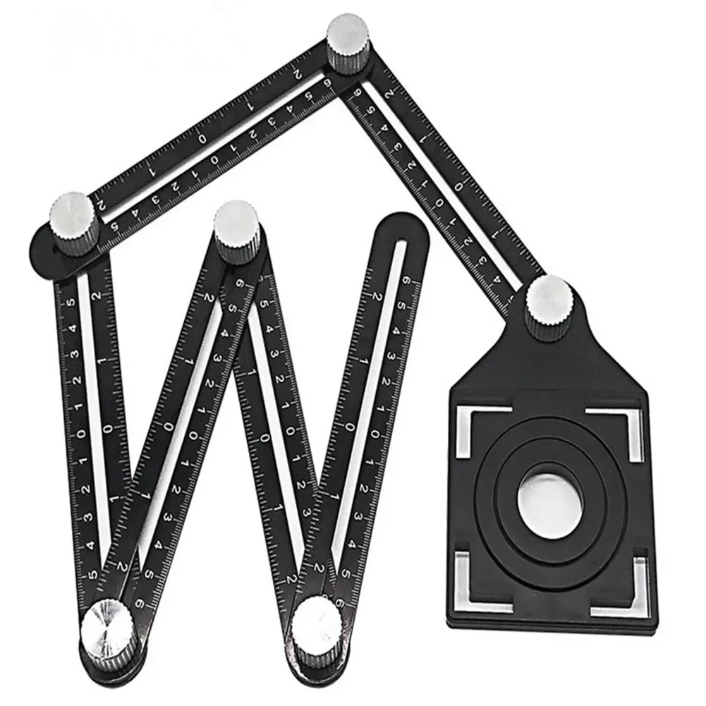 6 Fold Set Construction Angle Measuring Ruler Aluminum Alloy Perforated Mold Template Tool Locator Drill Guide Tile Hole - Image 2