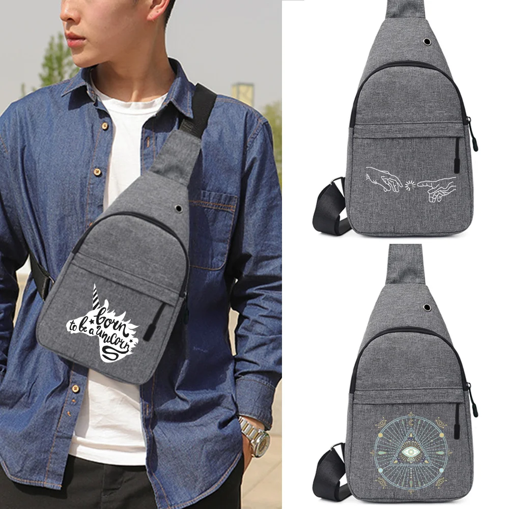 

2022 New Chest Bag Shoulder Crossbody Bag White Picture Series Print Canvas Anti-Theft Bag Sport Short Trip Messenger Traval Bag