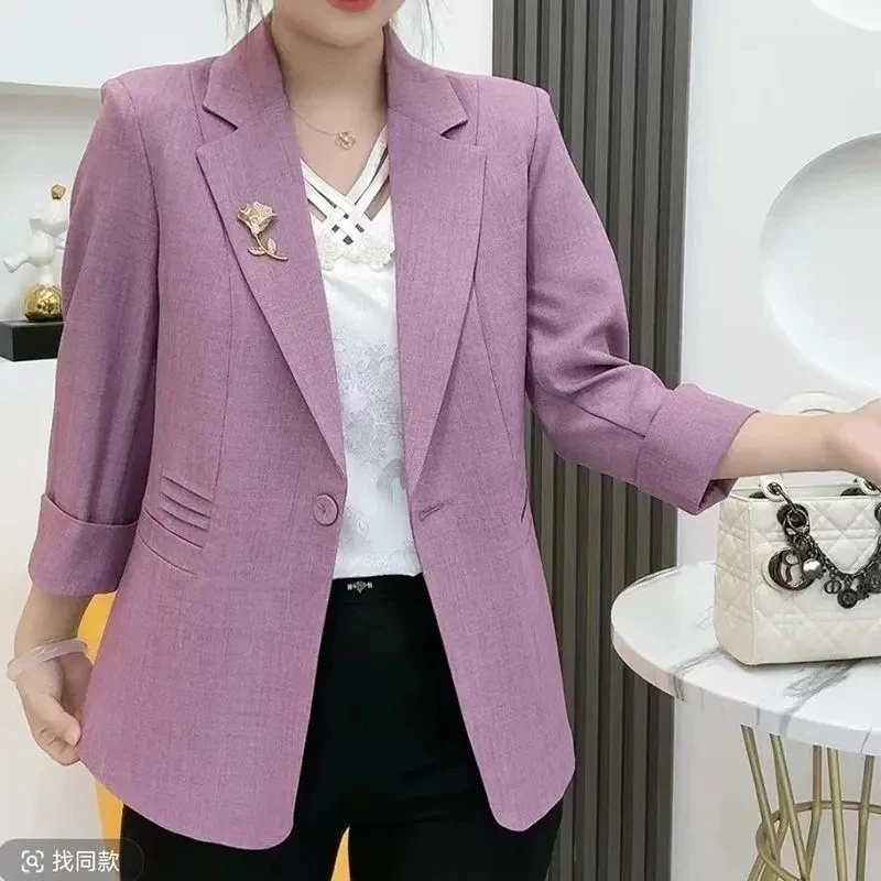 Ln The Spring Autumn 2027 Women's New High-end Small Suit Jacket Plus Size Coat Thin Female Slim Fit Thin Western-style Outwear