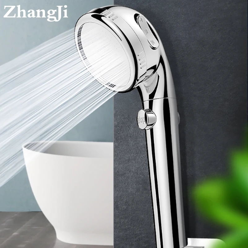 ZhangJi New 3Modes Shower Head Adjustable High Pressure ABS Electroplated Finishes Water Saving Faucet Home Bathroom Accessories