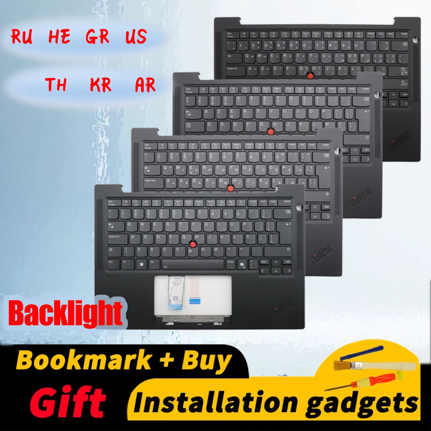 for Lenovo ThinkPad T14S Gen5 T14S Gen6 C-COVER Backlit Keyboard Arabic/Greece/Hebrew/Korean/Russian/Thai/US Layout